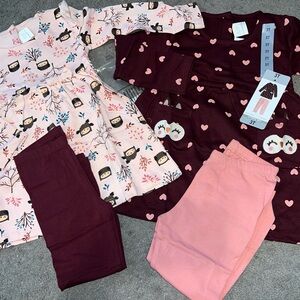 4x PIECE NEW 3T - girls Set - 2 pants 2 long sleeve tops